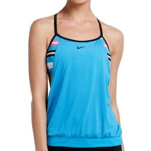NWT Nike tankini sports bikini large blue pink